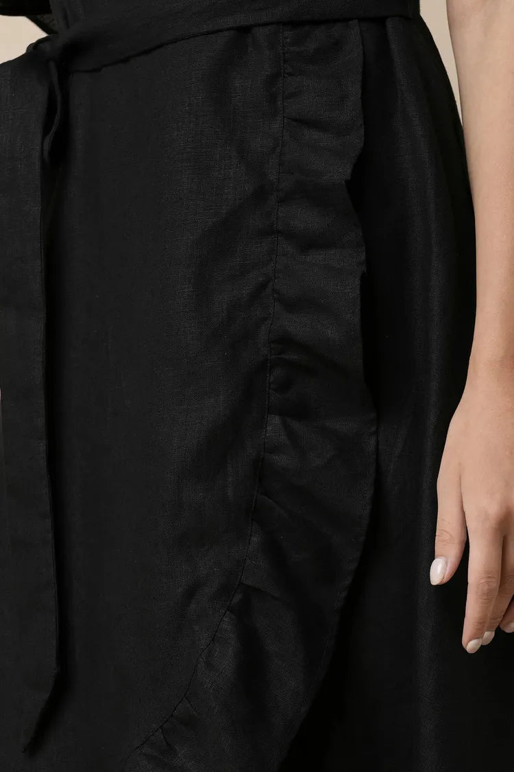 Black Whirl Wrap Dress