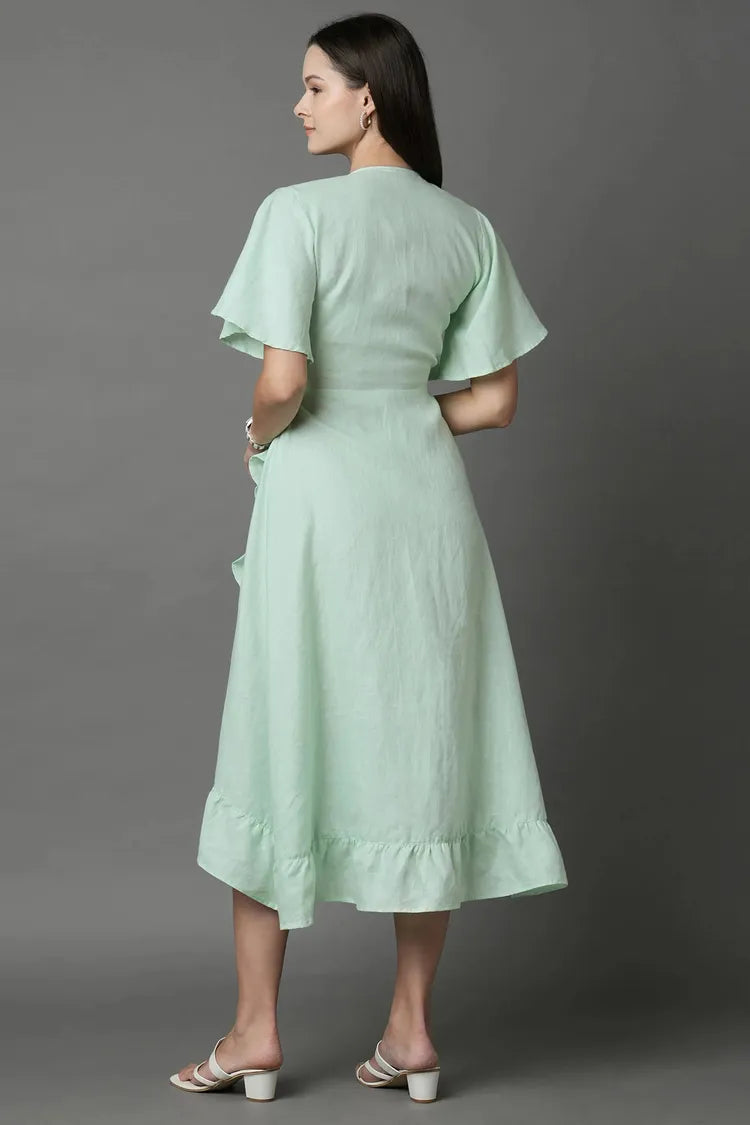 Mint Whirl Wrap Dress