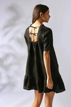 Black Relaxed Fit Wisteria Flared Dress