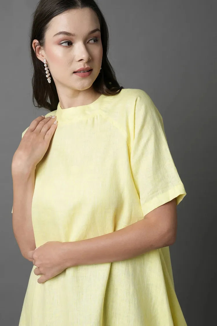 Yellow Relaxed Fit Wisteria Flared Dress