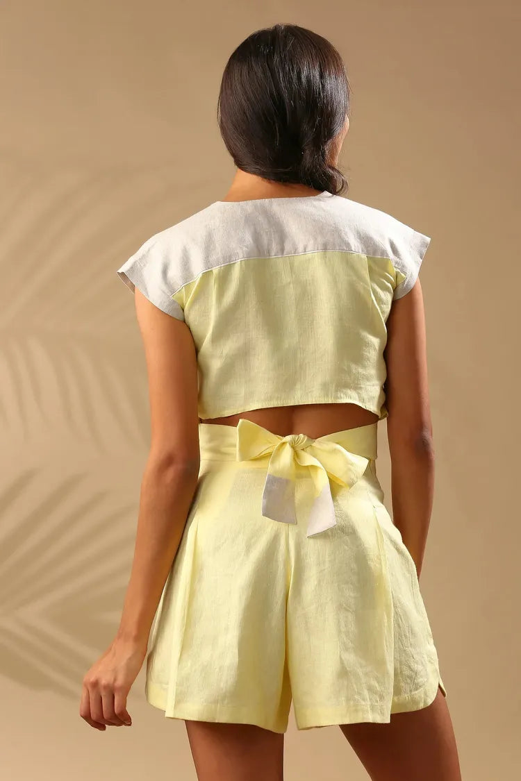 Yellow Slim Fit Cropped Cider Top