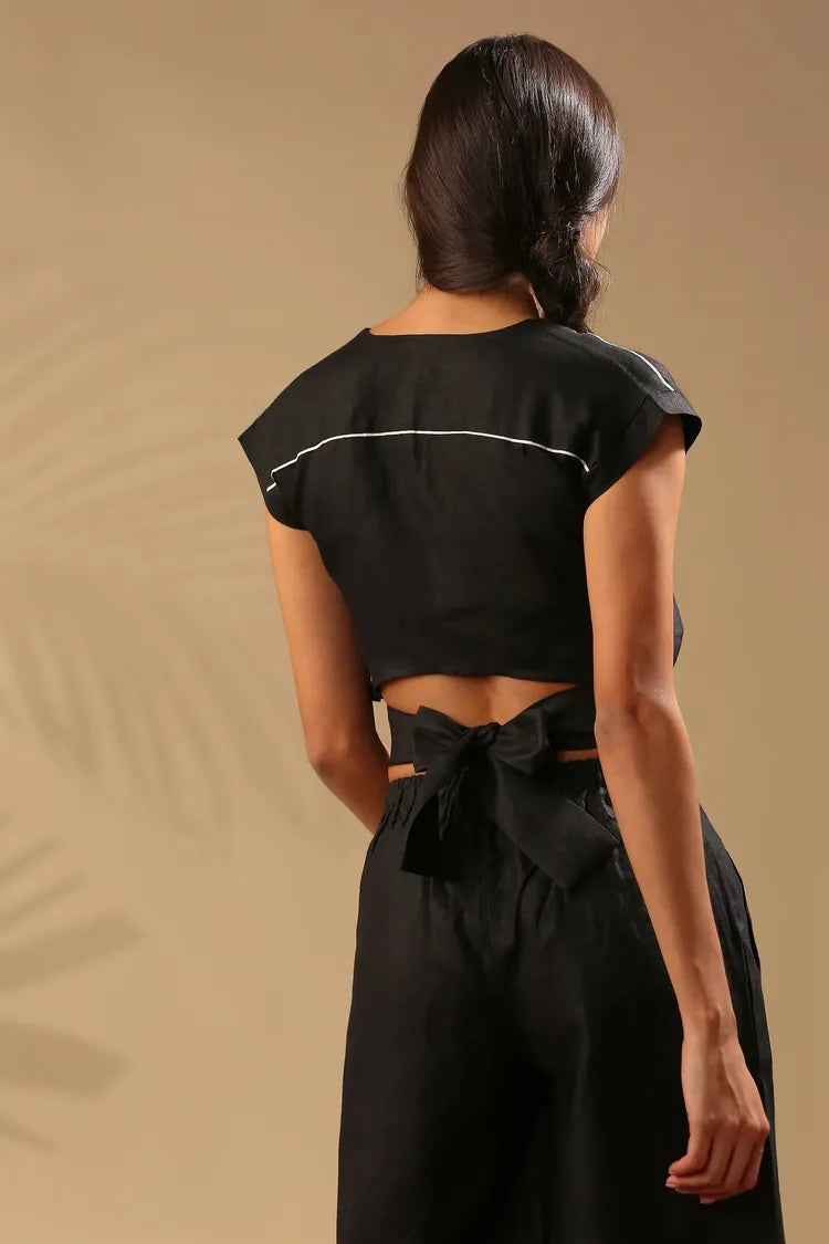 Black Slim Fit Cropped Cider Top