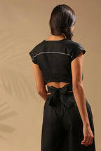 Black Slim Fit Cropped Cider Top