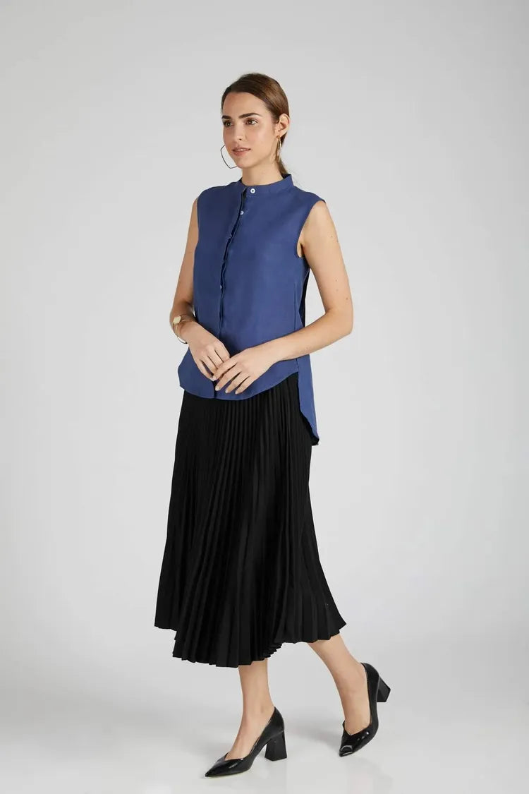 Navy Sleeveless Zephyr Shirt