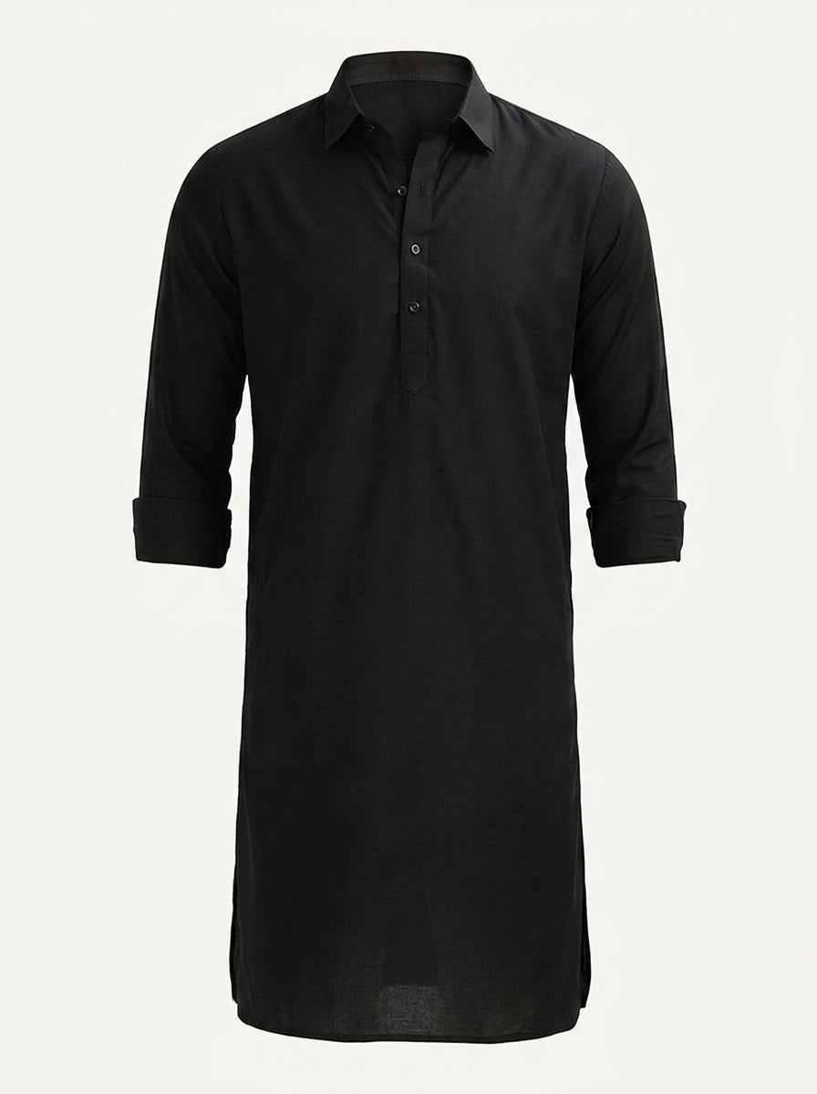 Men Satin Blend Pathani Kurta