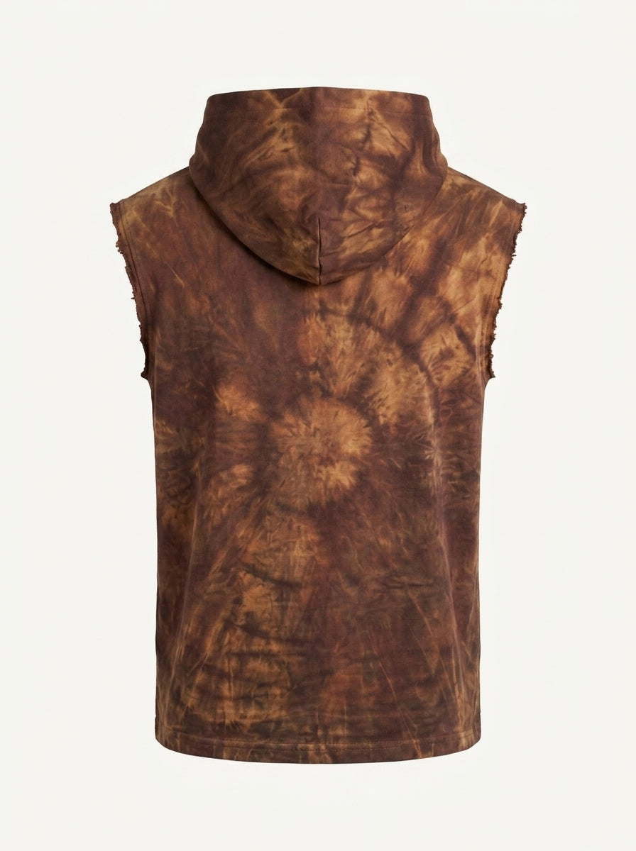 Men Printed Hooded Half Sweatshirt