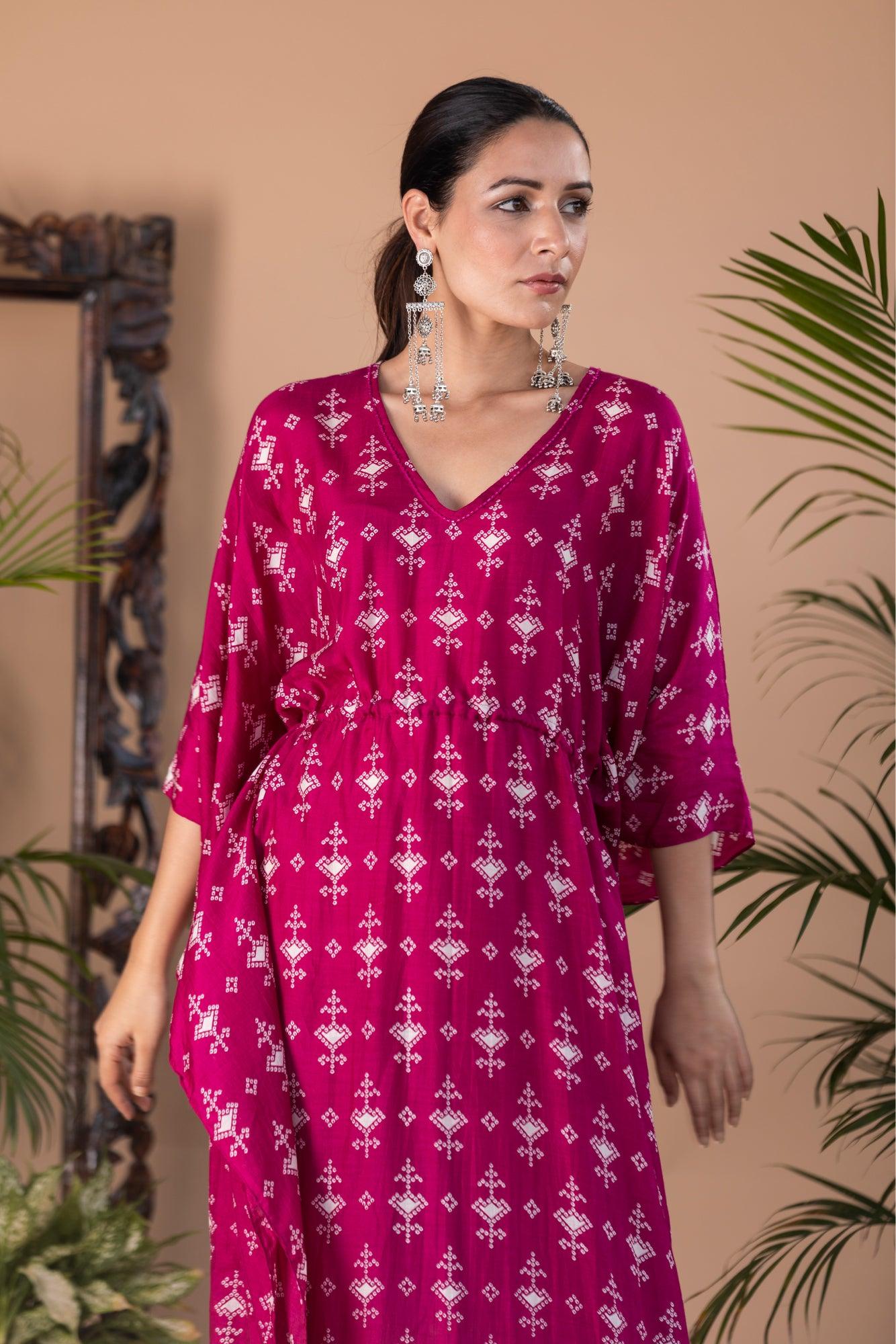 ShopKapaas Qalb - Pink Fuchsia Long Kaftan