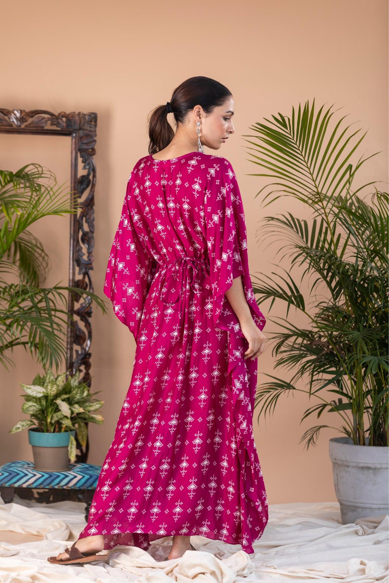 ShopKapaas Qalb - Pink Fuchsia Long Kaftan