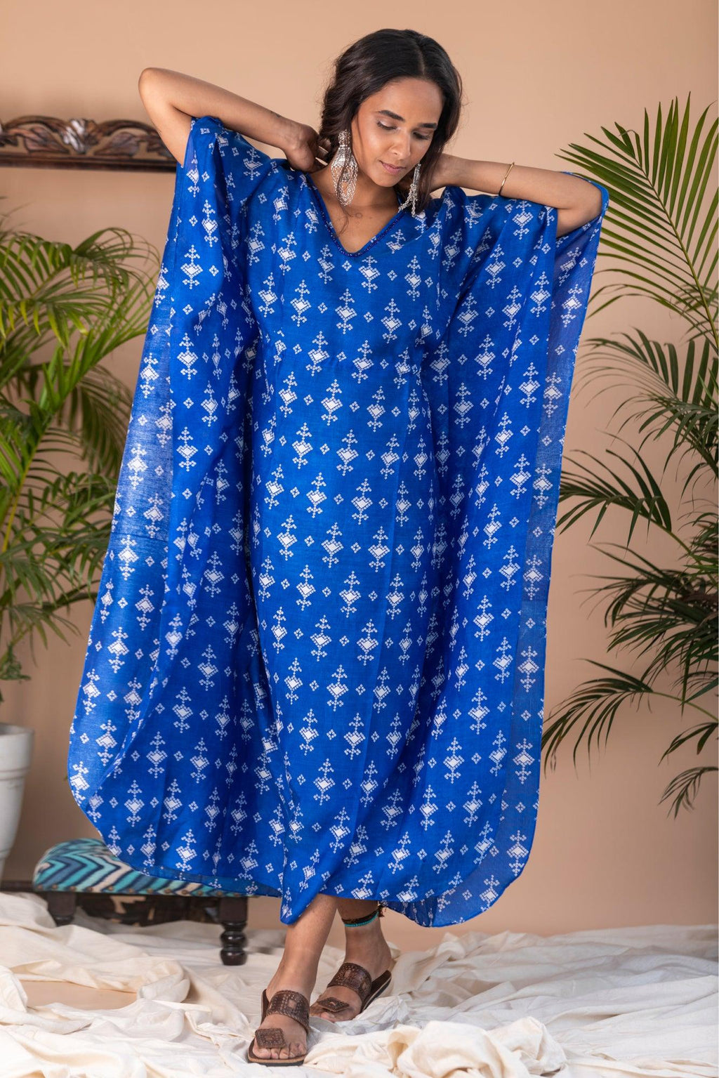 ShopKapaas Gazal - Blue Long Kaftan