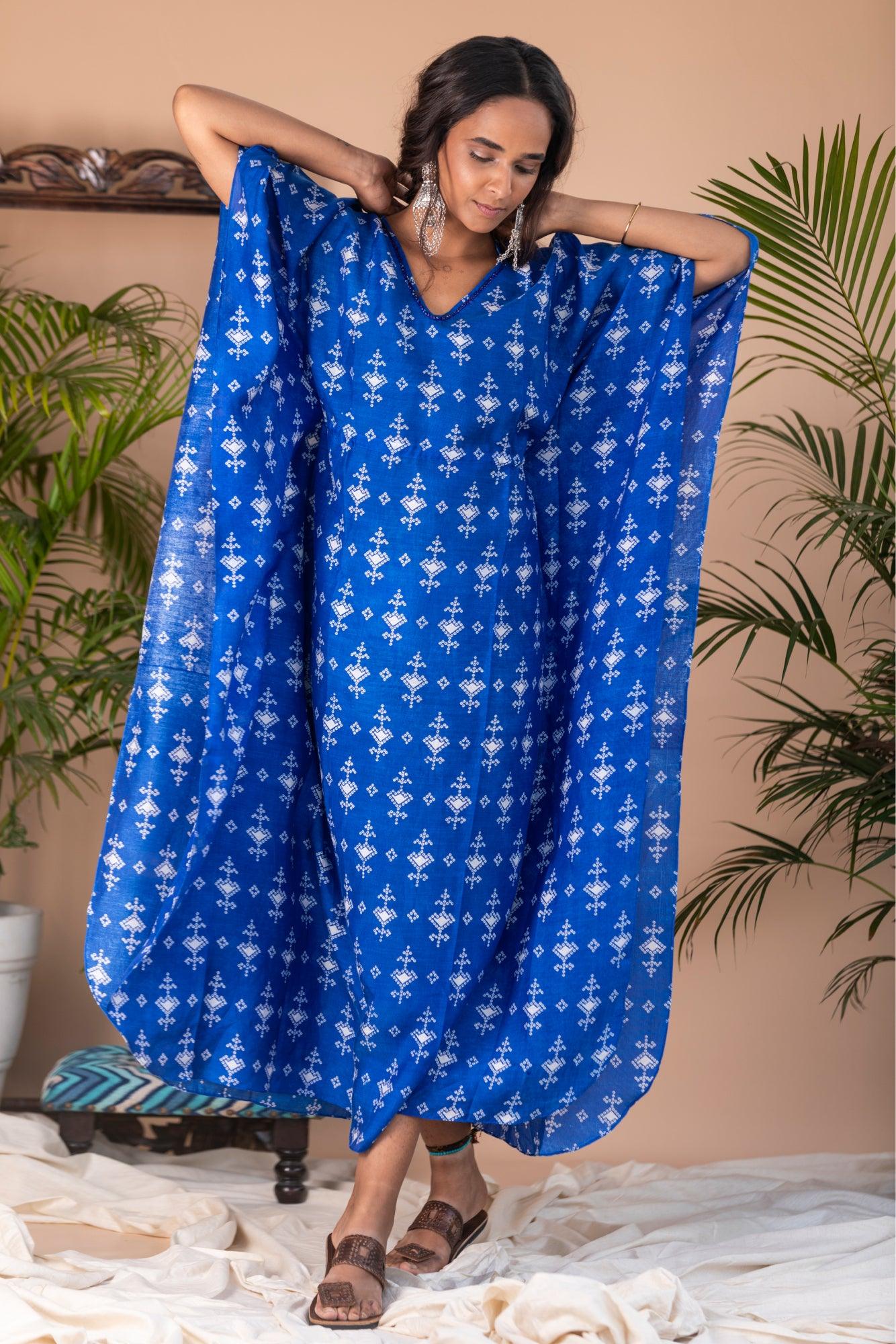 ShopKapaas Gazal - Blue Long Kaftan