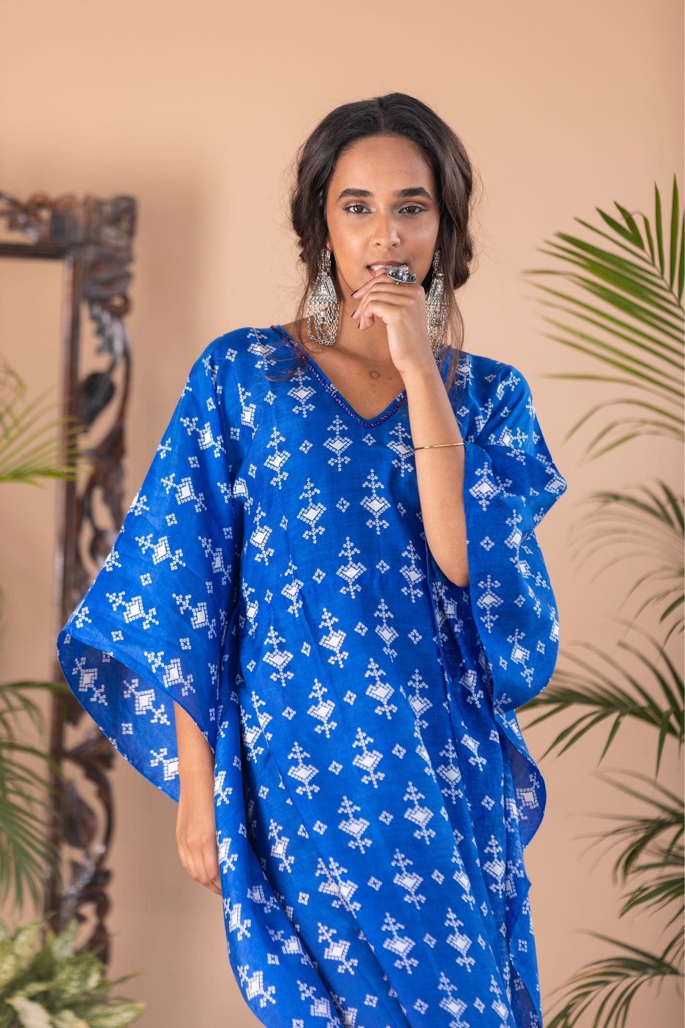 ShopKapaas Gazal - Blue Long Kaftan