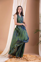 ShopKapaas Kaya - Olive green and Indigo Tie dye Long Wrap Dress