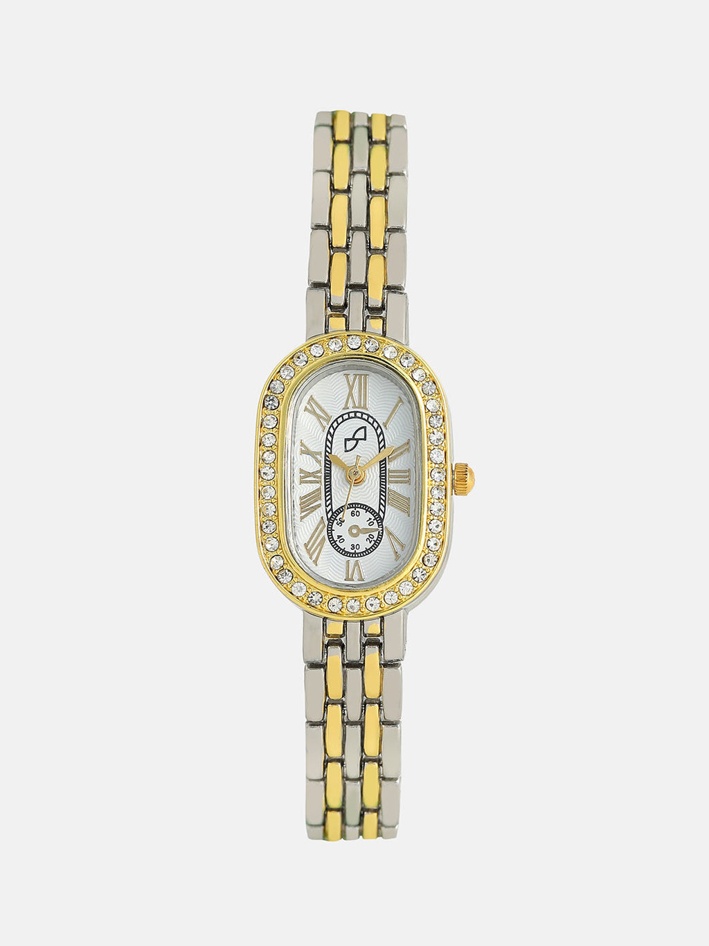 The Slim Vivienne Two-Dial Oblong Watch - Metallic Silver & California Gold