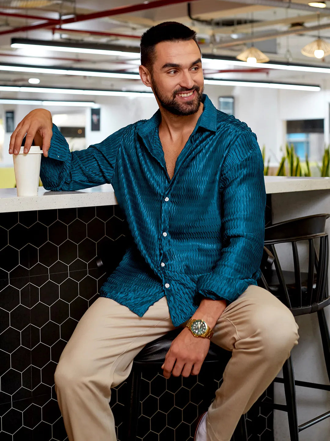 Campus Sutra Curly-Creased Shirt
