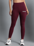 Hummel Burgundy Slim Tights for Women Gym Wear