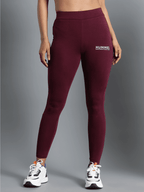 Hummel Burgundy Slim Tights for Women Gym Wear