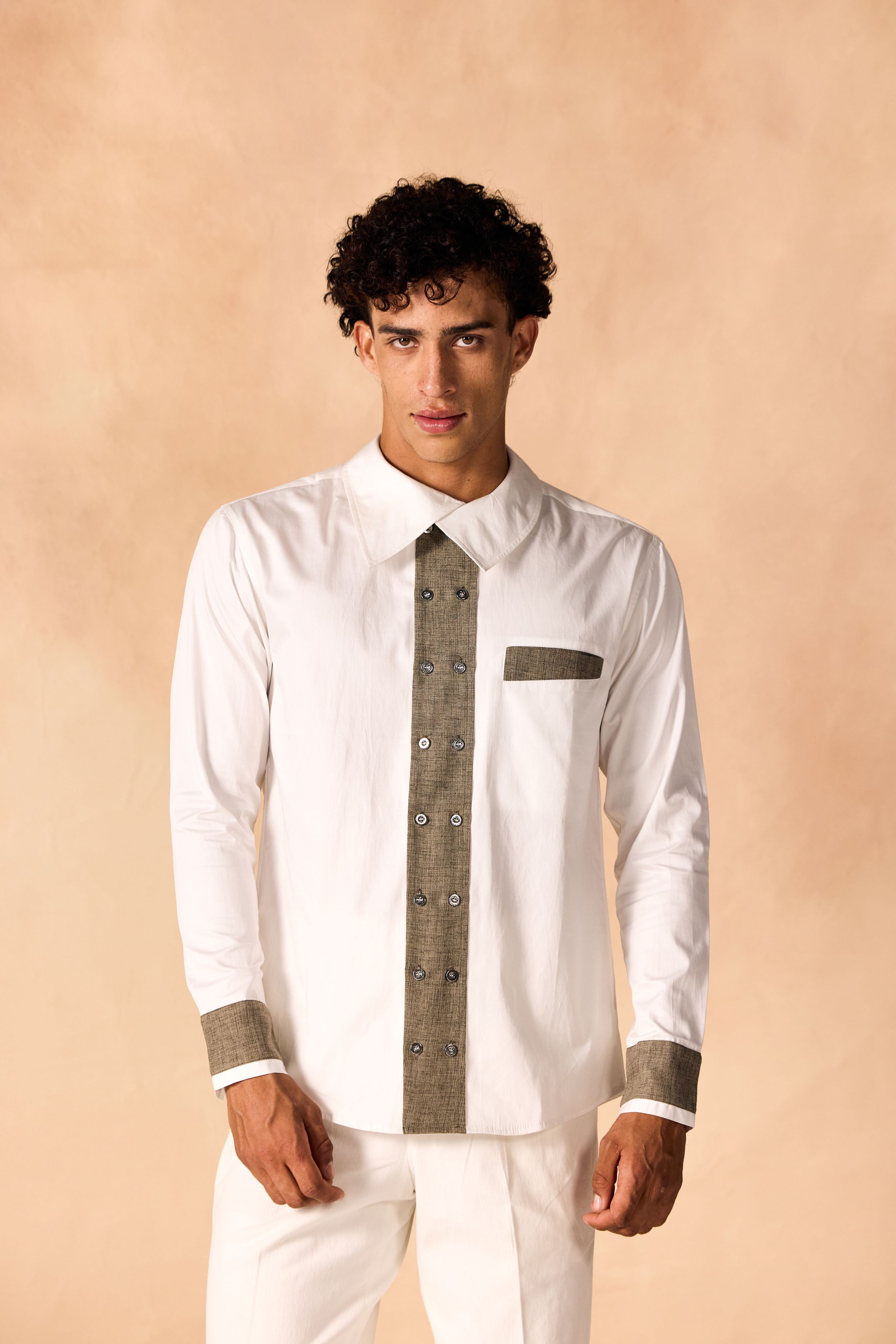 SAMMYUKK Oversized Collar Contrast Trim Shirt