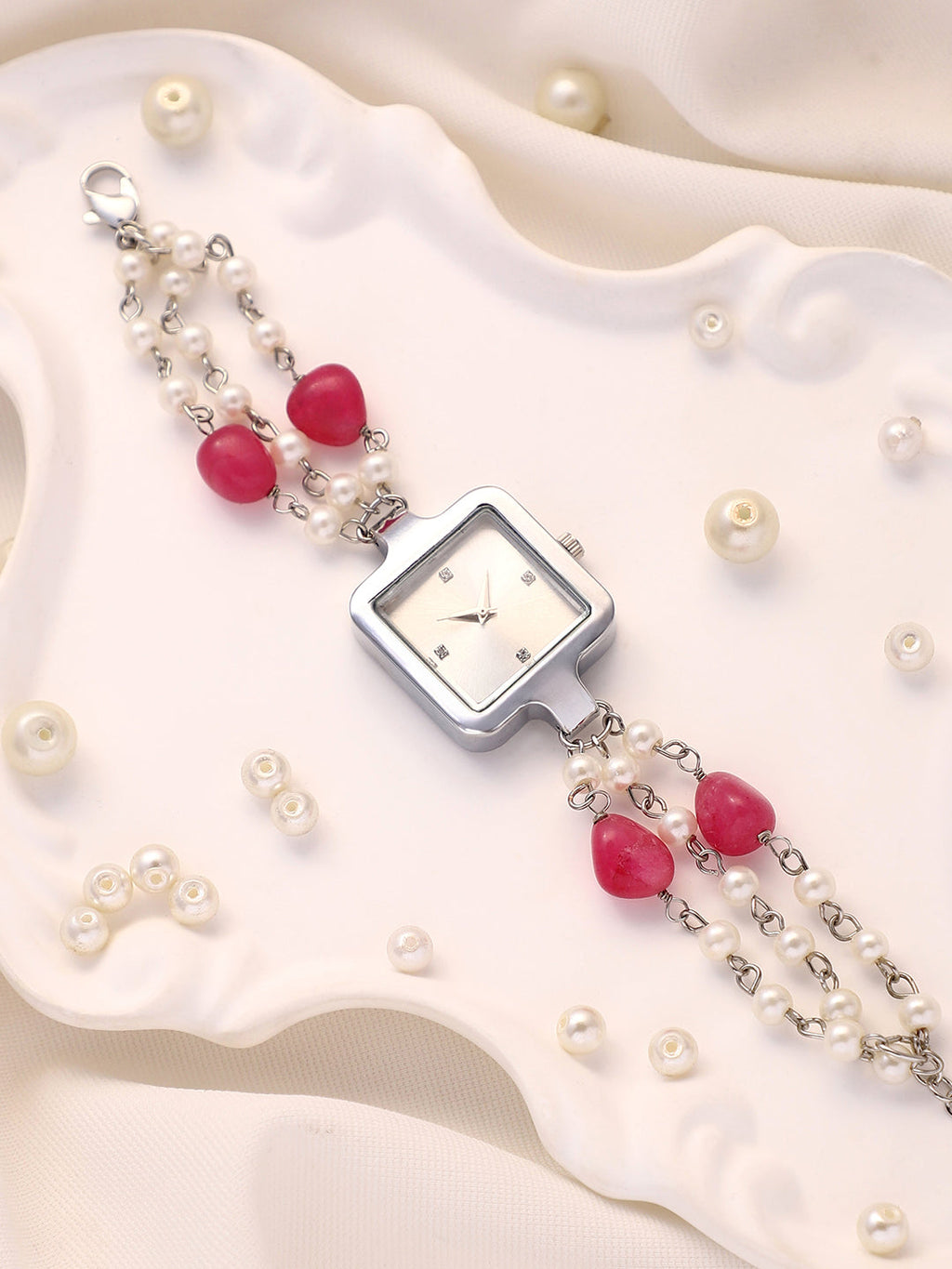Haute Sauce The Begum Square Watch - Ruby Red