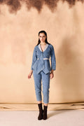 SAMMYUKK One-Button Jacket & Pant Acid Washed Denim Co-Ord Set - VINTAGE DENIM