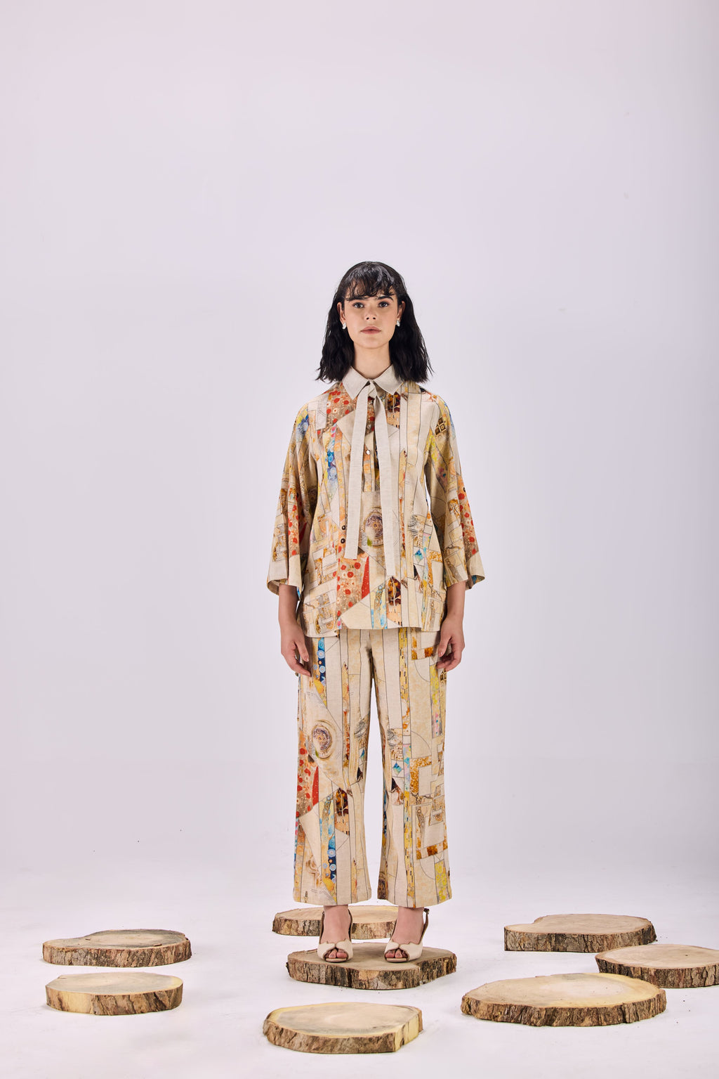 SAMMYUKK Nouvean Art Print Top & Pant Co-Ord Set - MULTICOLOR