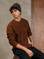 Campus Sutra Self-Raglan Knit Pullover Sweater