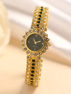 Embellished Round Watch - Gold