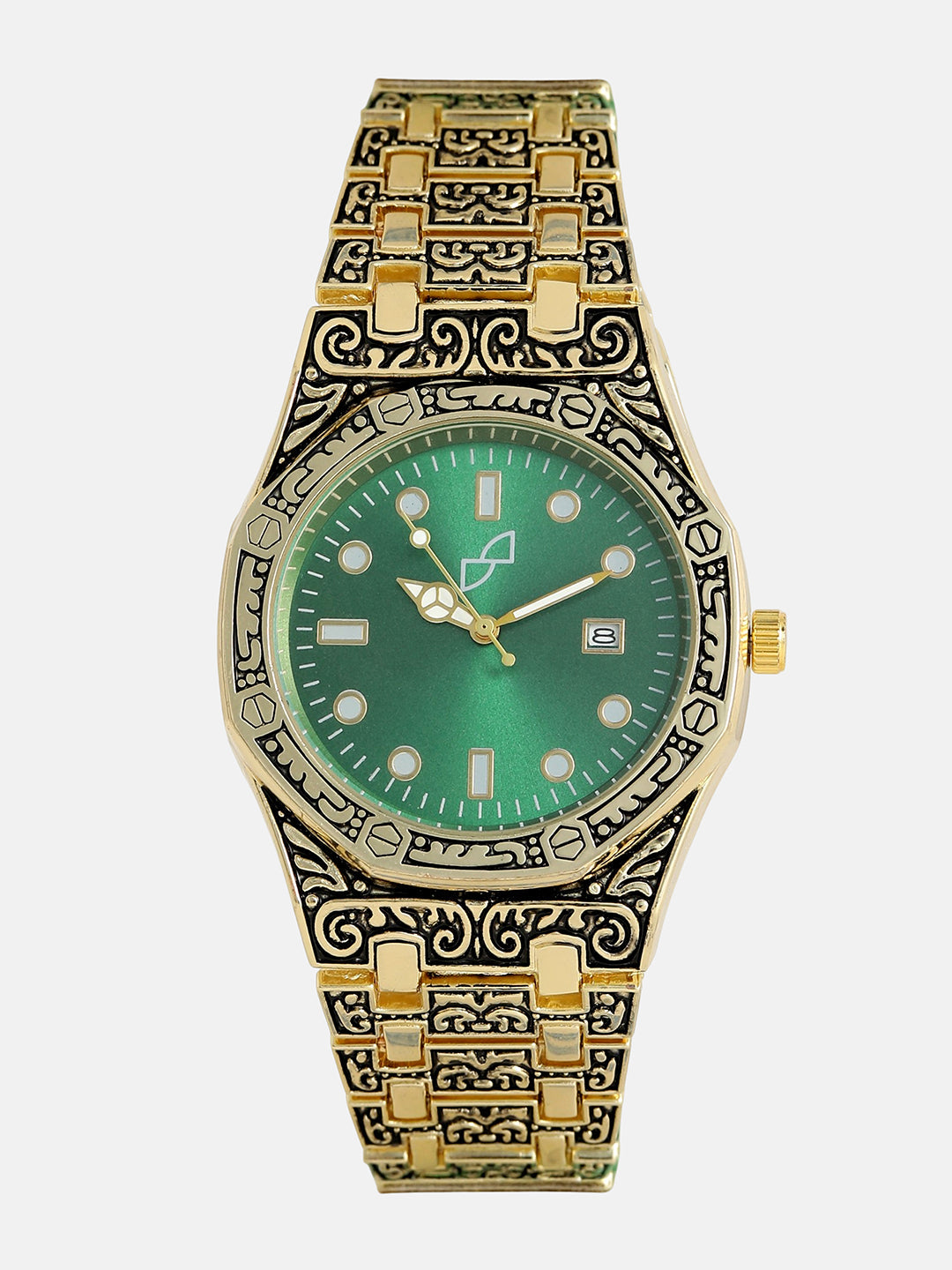 The Grecian Embossed Round Watch - California Gold