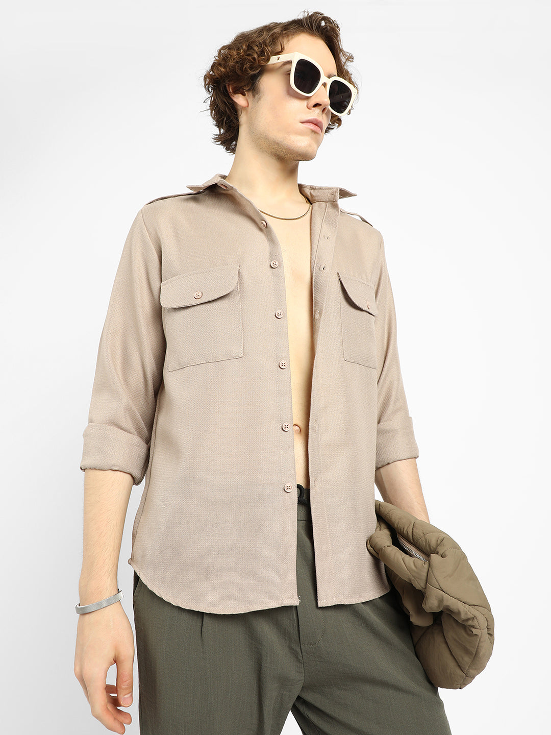 Campus Sutra Solid Relaxed Shirt