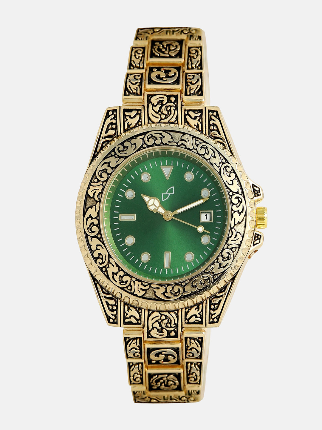 Embossed Round Watch - Gold