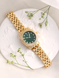 The Ribbed H-Link Round Watch - Gold Chain