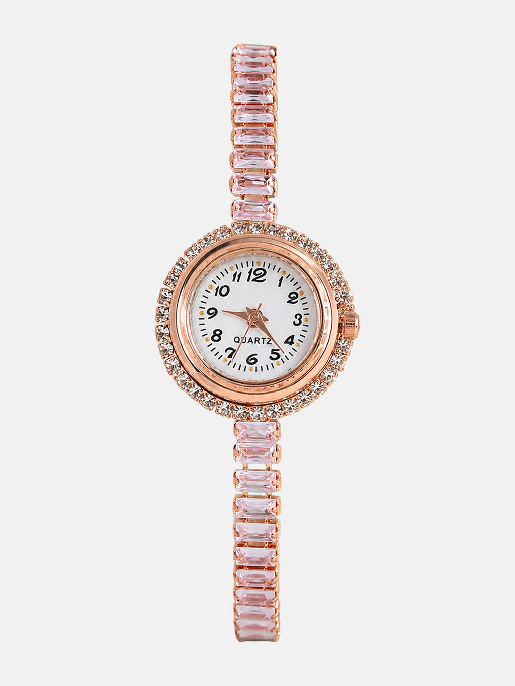 The Crystalized Wrap Round Watch - Rose Gold (Crystal Silver Stone)
