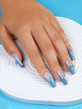 The Aqua Glitz Press-On Nails - Azure Blue