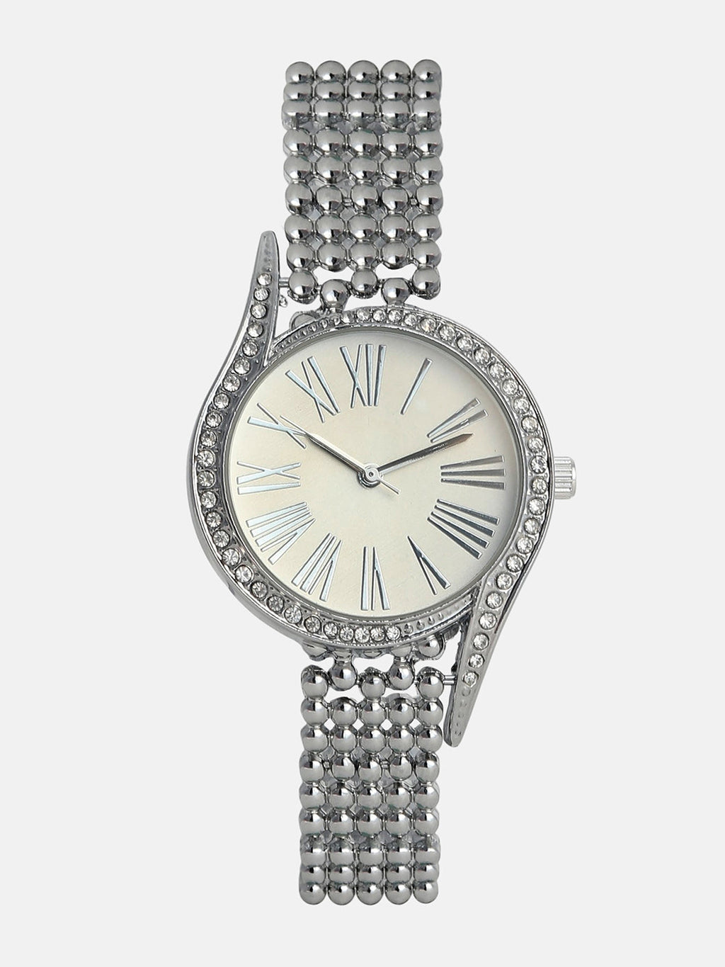 The Roman Dotted-Swirl Round Watch - Metallic Silver