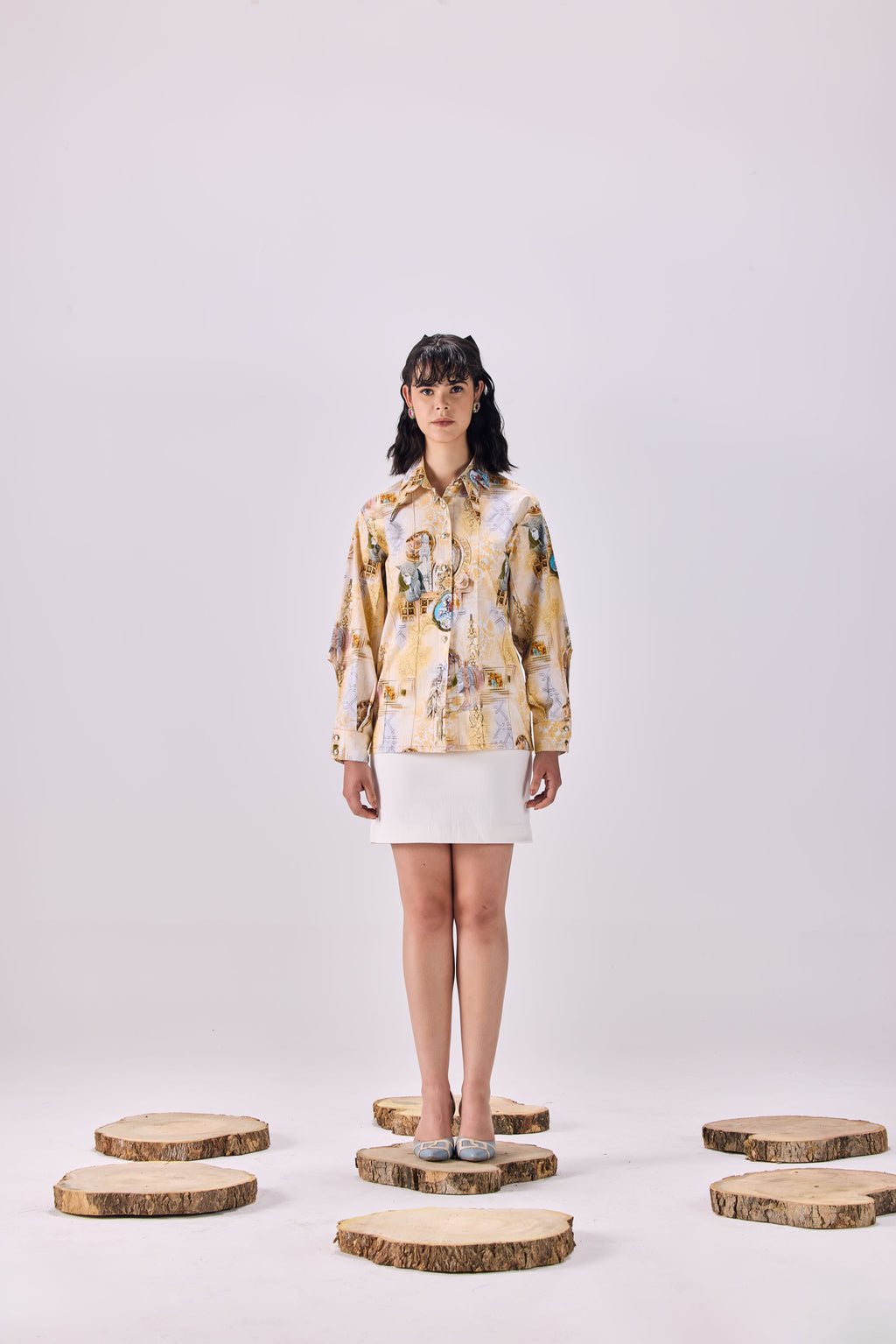 SAMMYUKK Kingdom of Egypt Print Button-Up Shirt - MULTICOLOR