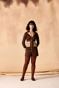 SAMMYUKK Vintage Lock and Key Embroidered Shirtdress - Cinnamon
