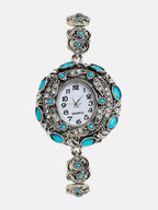 The Stone Heart Round Watch - Antique Silver