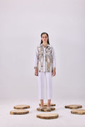 SAMMYUKK Double Collar Button-Up Ancient Roman Print Shirt - MULTICOLOR