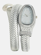 The Aurora Wrap Oval Watch -  Metallic Silver