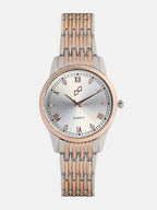 The Roman Daytime Round Watch - Rose Gold & Metallic Silver