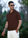Campus Sutra Solid Dark Brown Polo Collar Short Sleeve Polycotton T-Shirt
