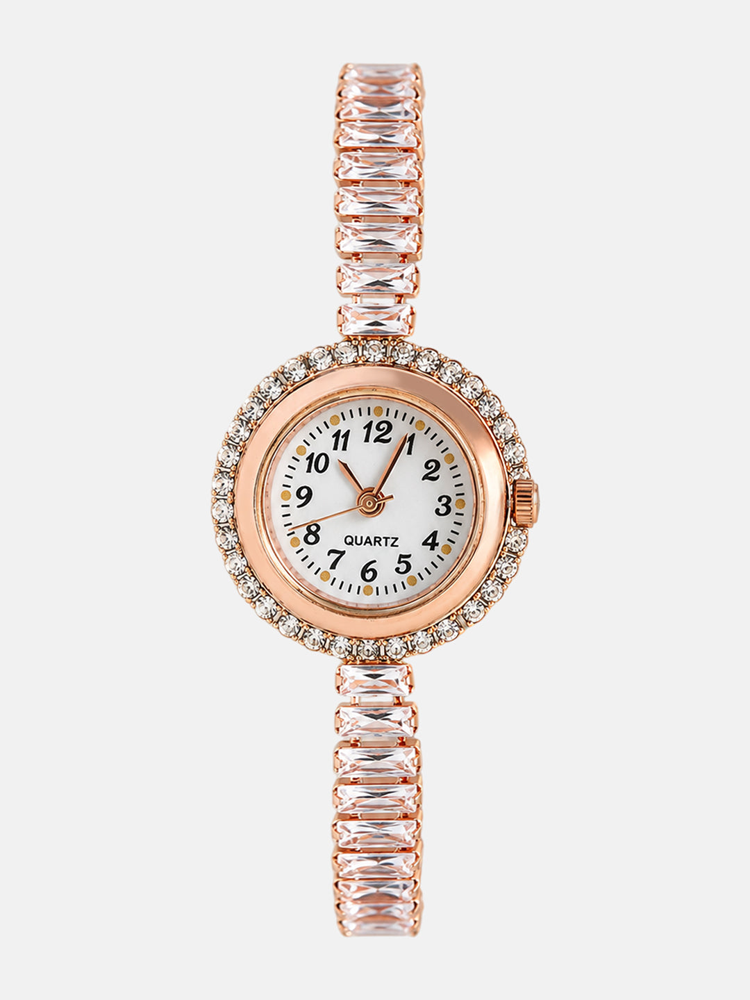 The Crystalized Wrap Round Watch - Rose Gold (Emerald Green Stone)
