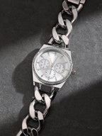 Haute Sauce The Three-Dial Chunkylink Cushion Watch - Metallic Silver