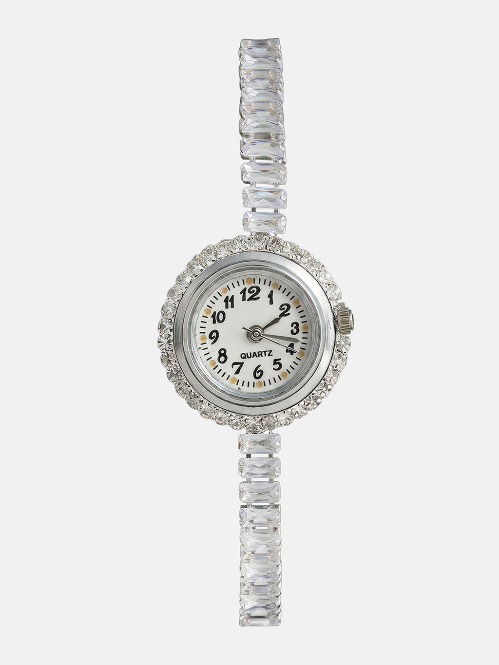 The Crystalized Wrap Round Watch  - Metallic Silver