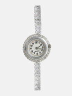 The Crystalized Wrap Round Watch  - Metallic Silver