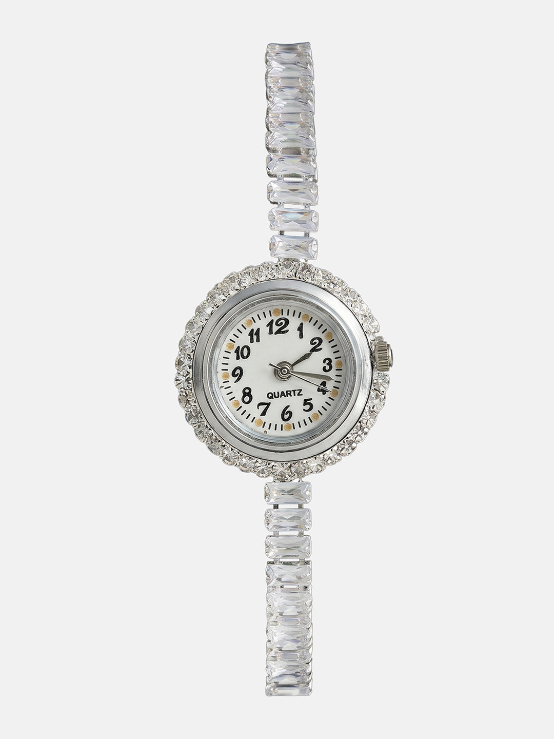 The Crystalized Wrap Round Watch  - Metallic Silver
