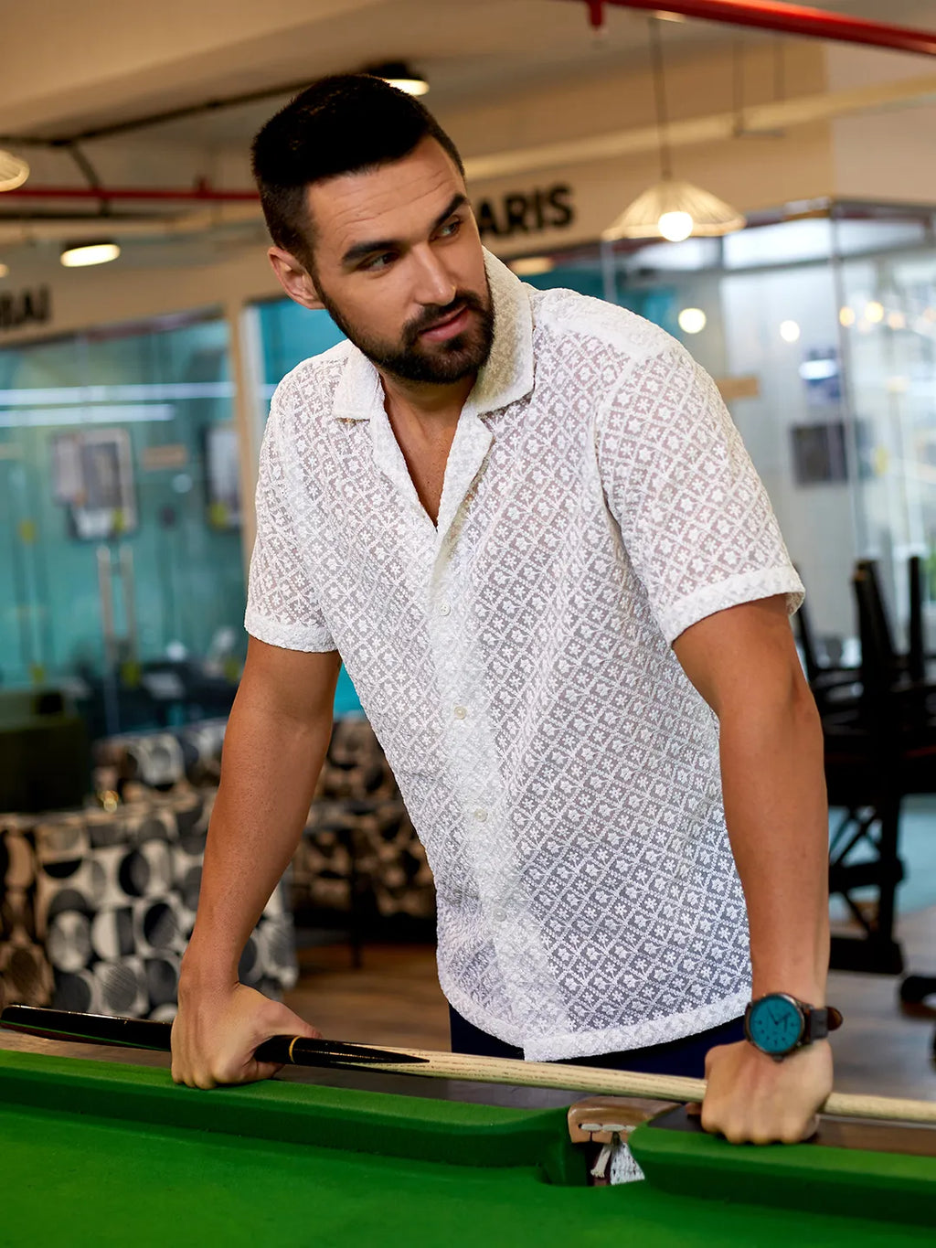 Campus Sutra Floral Embroidered Shirt