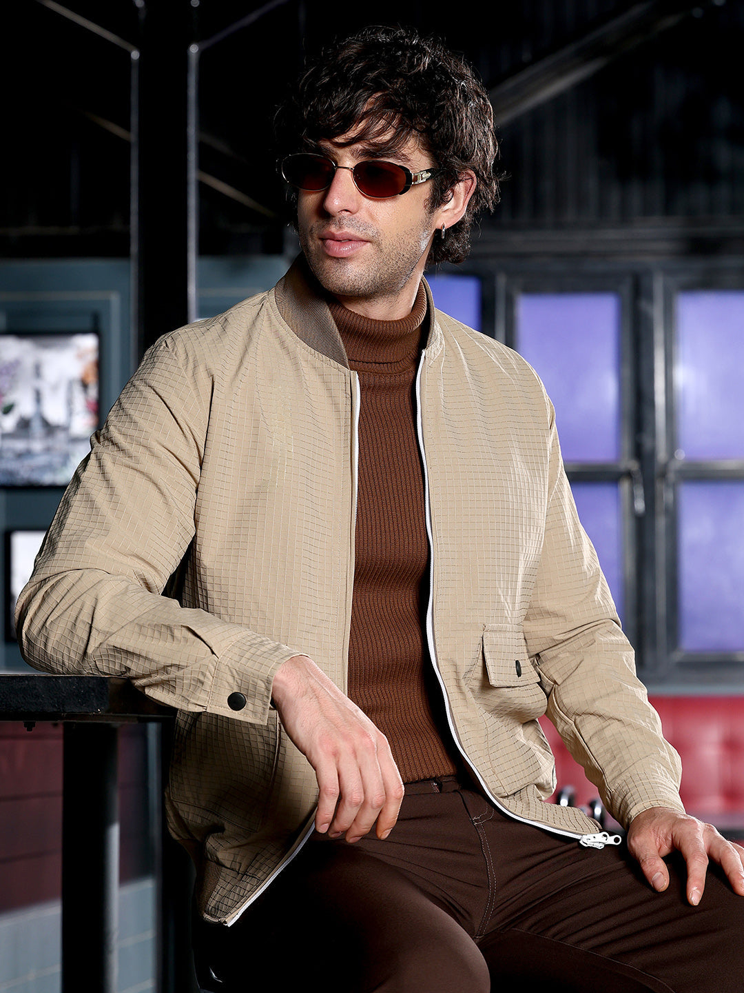 Campus Sutra Panelled Crease-Tactile Jacket