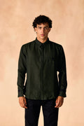 SAMMYUKK Tab Collar Contrast Trim Shirt - Black Forest