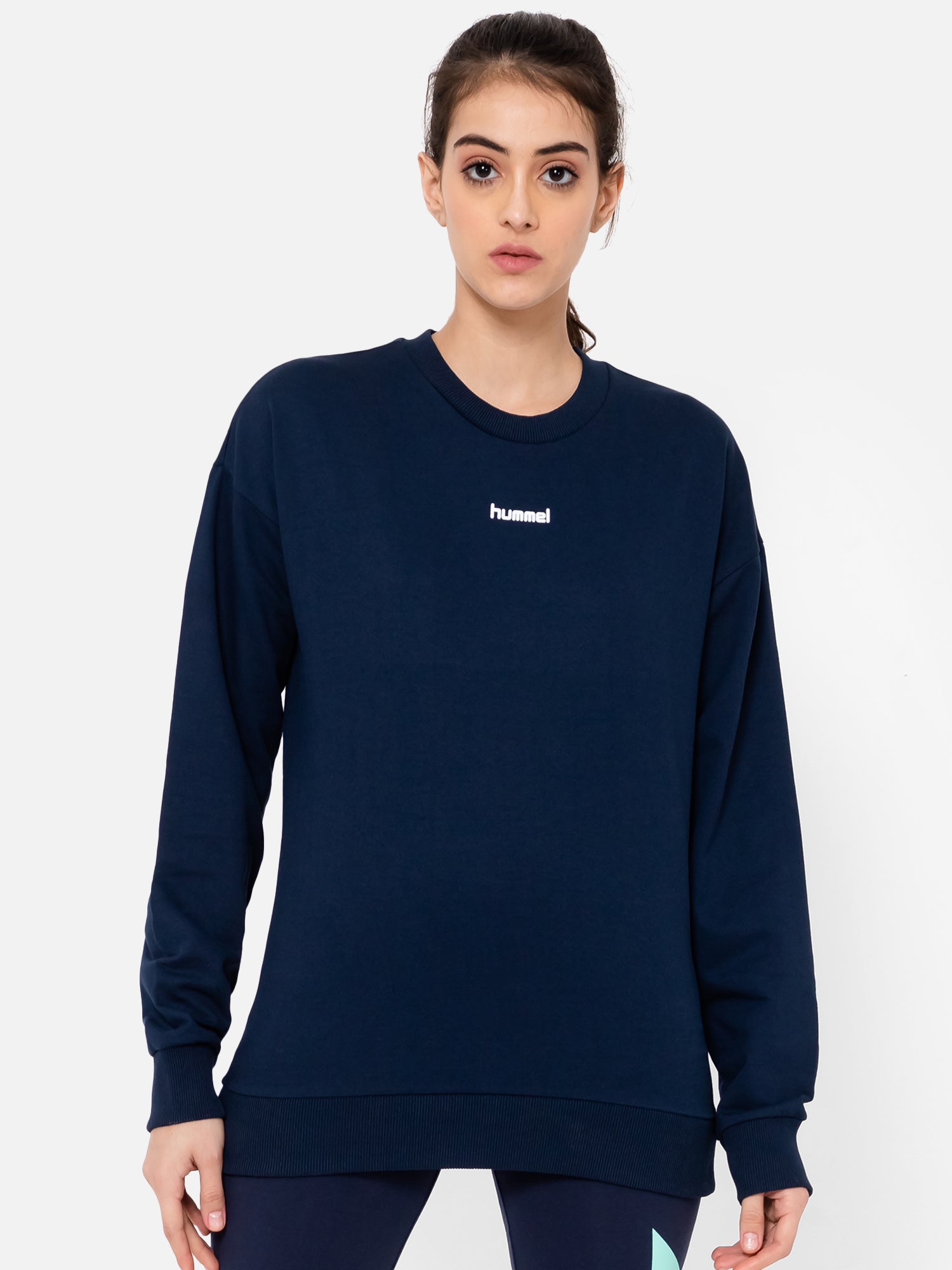 Hummel Navy Regular Hoodies for Women Daily Wear