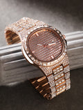 Embellished Round Watch - Rose Gold